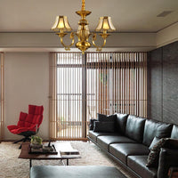 3/8 Lights Suspension Lighting Colonial Flared Frosted Glass Chandelier Pendant Lamp in Gold - Rebooters