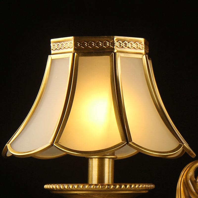 3/8 Lights Suspension Lighting Colonial Flared Frosted Glass Chandelier Pendant Lamp in Gold - Rebooters