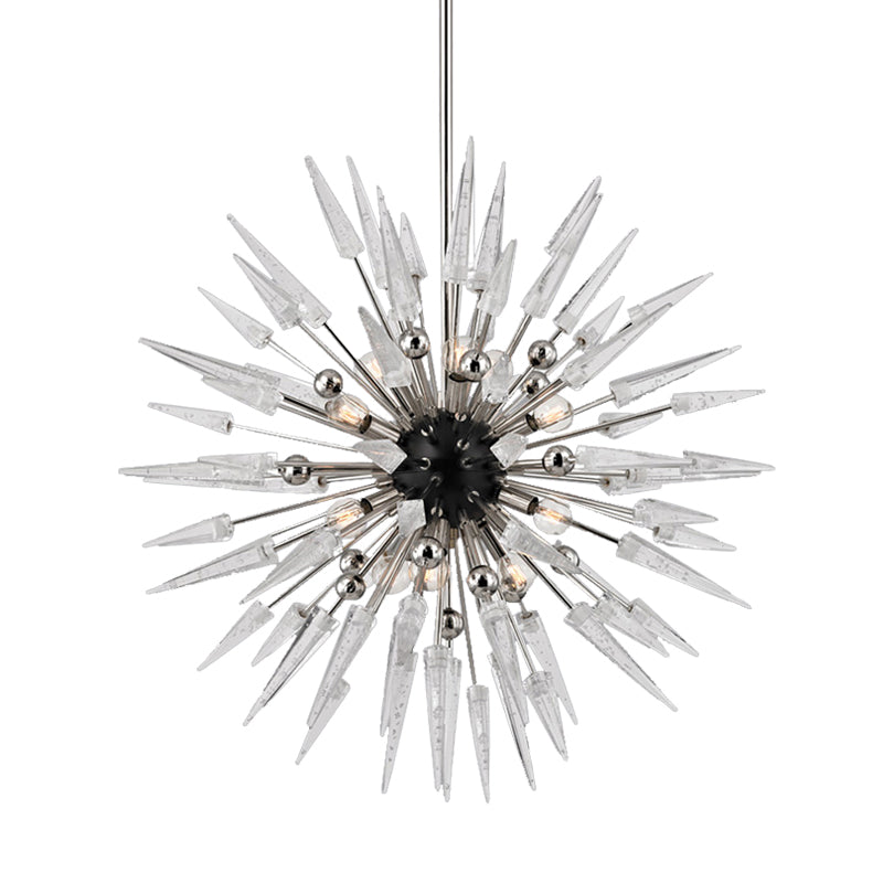 Clear Crystal Starburst Chandelier Lighting Modern 9 Lights Silver - Rebooters