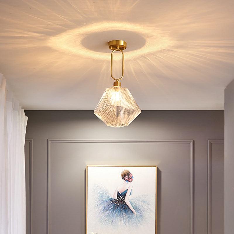 1 Bulb Hexagonal Semi Flush Light Minimalist Ceiling Lamp | Rebooters - Rebooters