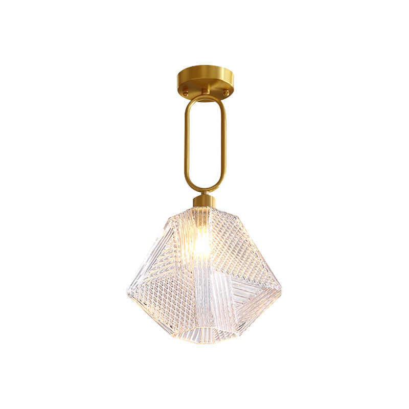 1 Bulb Hexagonal Semi Flush Light Minimalist Ceiling Lamp | Rebooters - Rebooters