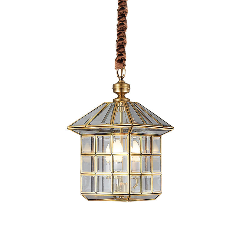 10 Inch 12 Inch W Lantern Clear Glass Chandelier Light Colonial 3 Bulbs Yard Pendant Lamp - Rebooters