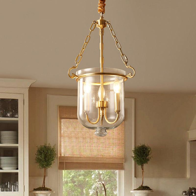 3 Lights Chandelier Pendant Light Colonial Candle Clear Glass - Rebooters