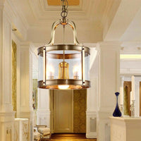 5 Lights Chandelier Pendant Light Colonial Drum Clear Glass - Rebooters