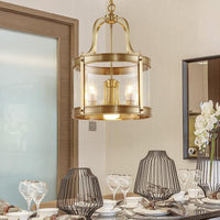 5 Lights Chandelier Pendant Light Colonial Drum Clear Glass - Rebooters