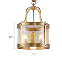 5 Lights Chandelier Pendant Light Colonial Drum Clear Glass - Rebooters