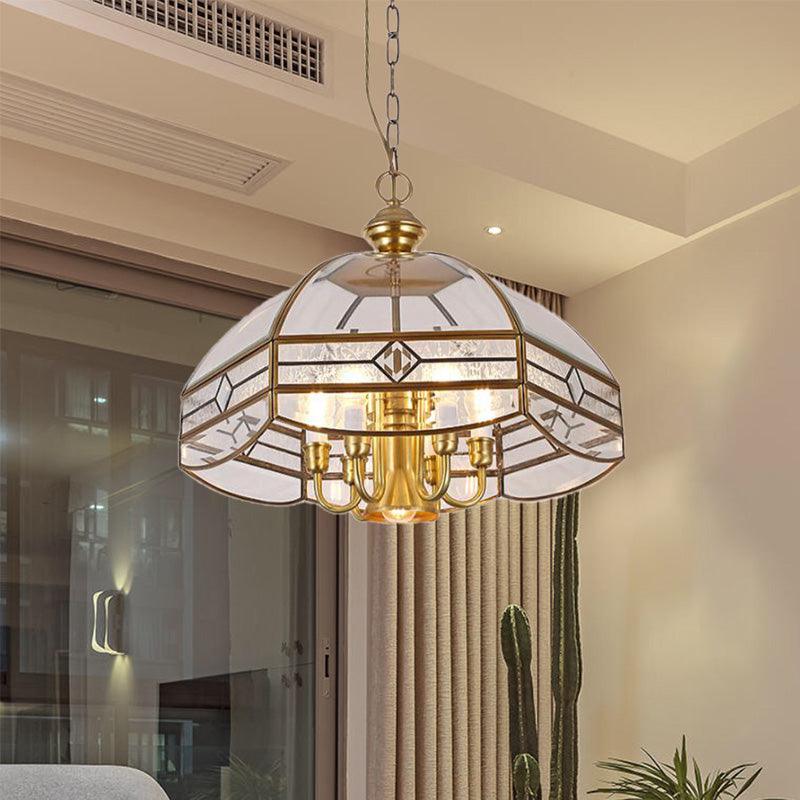 7 Lights Chandelier Pendant Light Colonial Dome Clear Glass - Rebooters