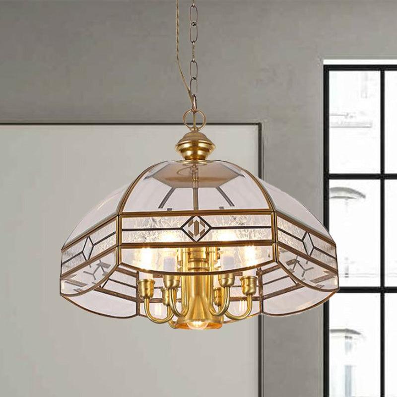 7 Lights Chandelier Pendant Light Colonial Dome Clear Glass - Rebooters