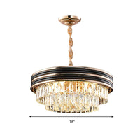 3-Tier Round Chandelier Light Modernism Crystal Block 21.5" Wide Black Pendant - Rebooters