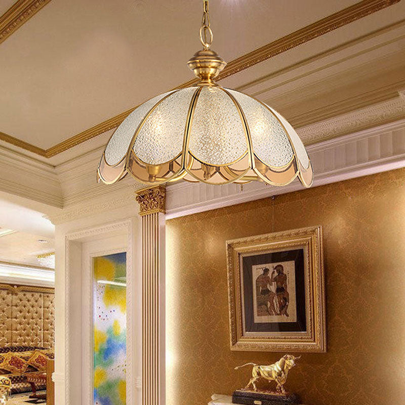 Gold 3 Heads Chandelier Light Colonialism Bubble Glass Fixture - Rebooters