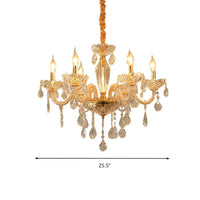 Beige Candle Style Hanging Ceiling Light Modern Crystal Drop Chandelier - Rebooters