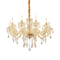 Beige Candle Style Hanging Ceiling Light Modern Crystal Drop Chandelier - Rebooters