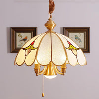 5 Bulbs Scallop Pendant Lamp Colonial Gold Chandelier Light - Rebooters