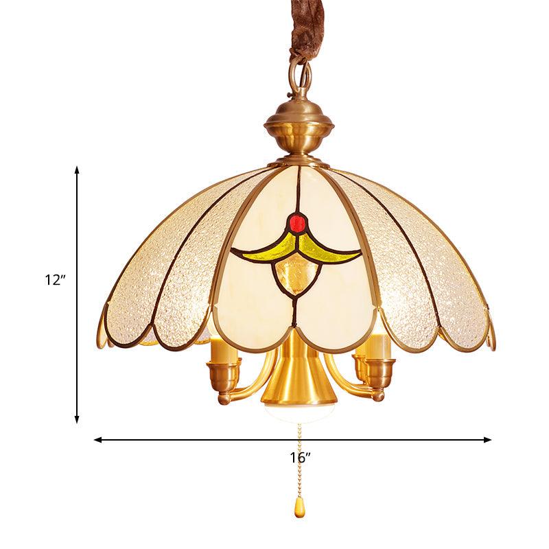 5 Bulbs Scallop Pendant Lamp Colonial Gold Chandelier Light - Rebooters