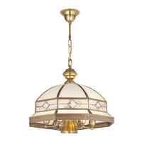 7 Bulbs Sandblasted Glass Chandelier Colonial Gold Dome - Rebooters