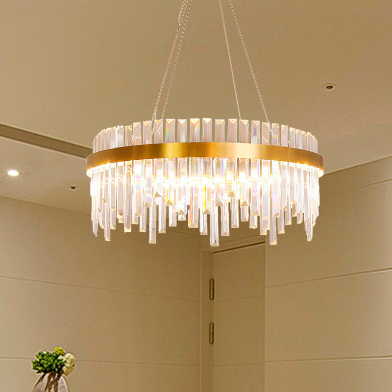 16"/19.5" Wide LED Hanging Ceiling Light in Gold Crystal - Rebooters