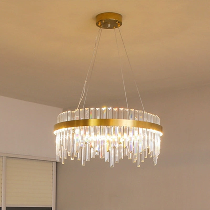 16"/19.5" Wide LED Hanging Ceiling Light in Gold Crystal - Rebooters