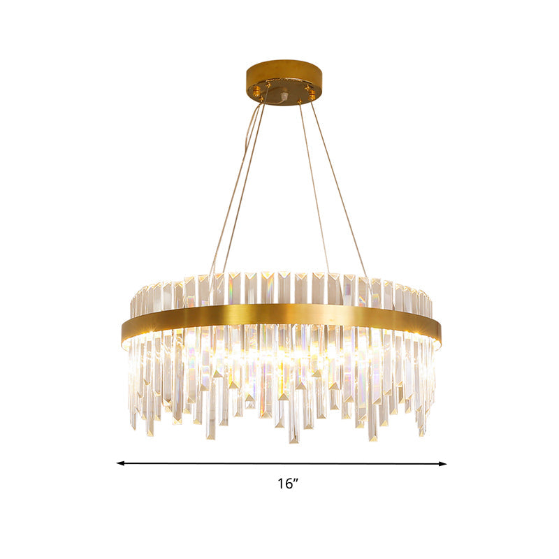 16"/19.5" Wide LED Hanging Ceiling Light in Gold Crystal - Rebooters