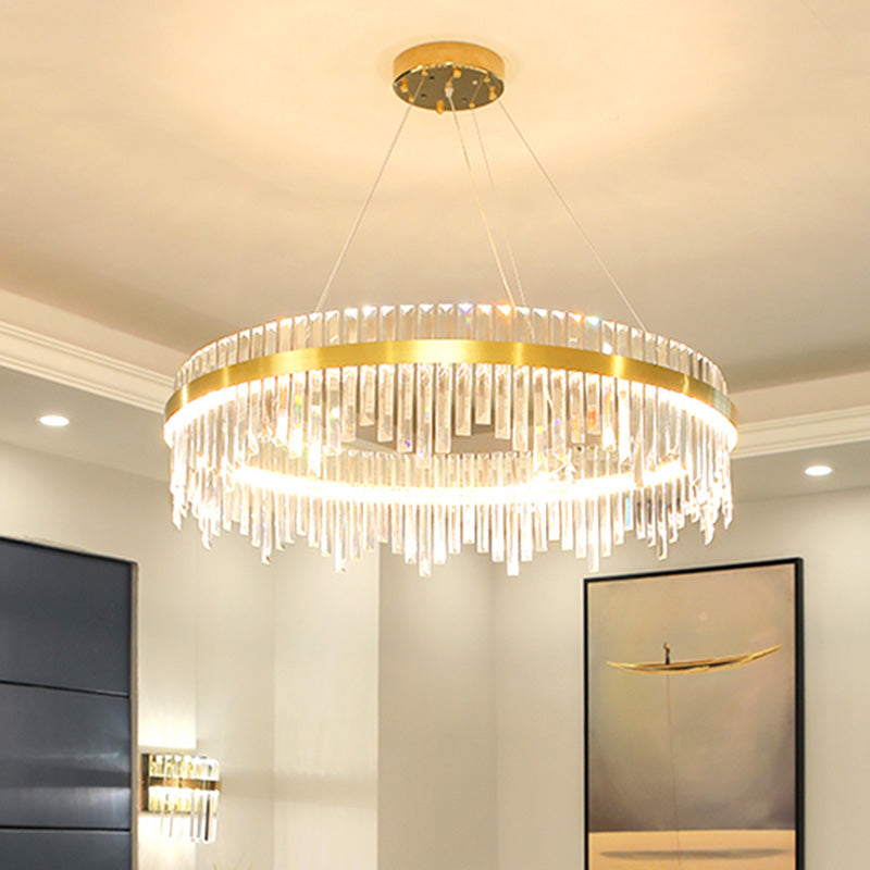 16"/19.5" Wide LED Hanging Ceiling Light in Gold Crystal - Rebooters