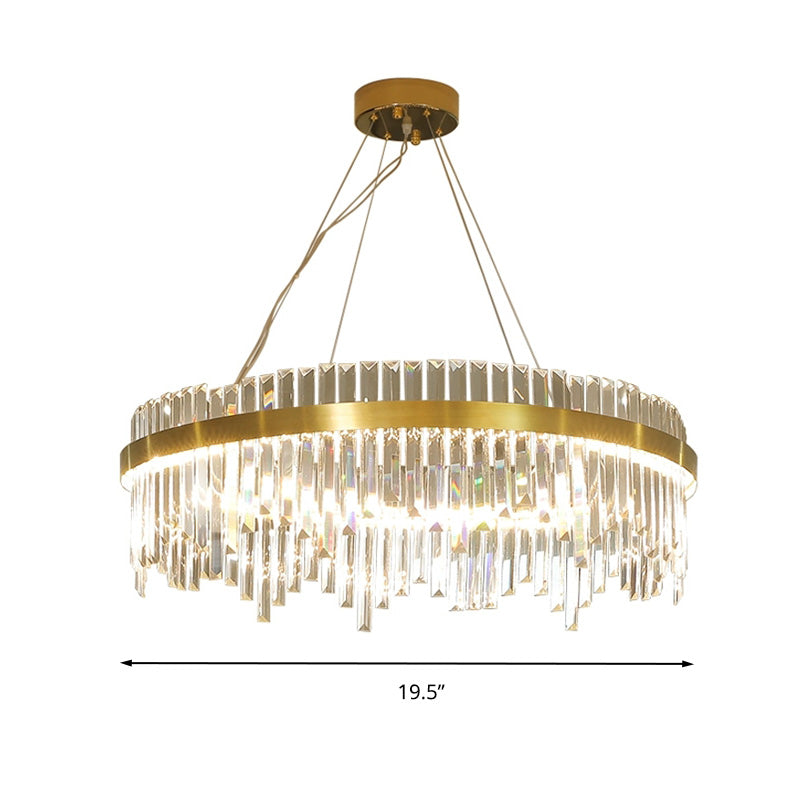 16"/19.5" Wide LED Hanging Ceiling Light in Gold Crystal - Rebooters