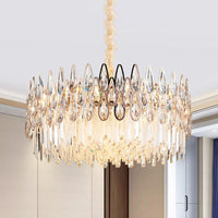 7 Heads Drum Chandelier Pendant Light Simple Clear Teardrop Crystal - Rebooters