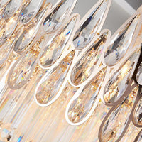 7 Heads Drum Chandelier Pendant Light Simple Clear Teardrop Crystal - Rebooters