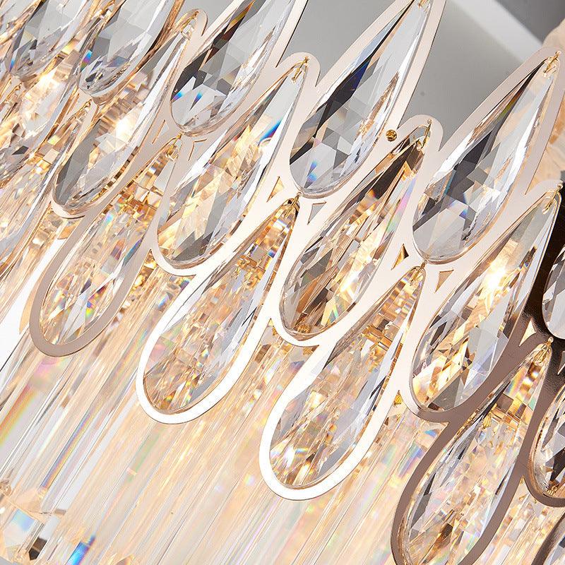 7 Heads Drum Chandelier Pendant Light Simple Clear Teardrop Crystal - Rebooters