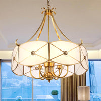 4 Lights Chandelier Pendant Light Colonial Scalloped White Glass - Rebooters