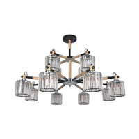 12 Heads Cylinder Chandelier Lighting Traditional Clear Crystal - Rebooters