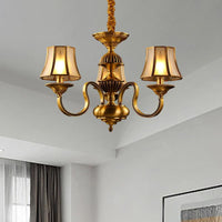 3/5/6 Lights Flared Chandelier Lighting Colonialism Gold Frosted Glass - Rebooters