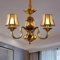 3/5/6 Lights Flared Chandelier Lighting Colonialism Gold Frosted Glass - Rebooters