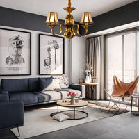 3/5/6 Lights Flared Chandelier Lighting Colonialism Gold Frosted Glass - Rebooters