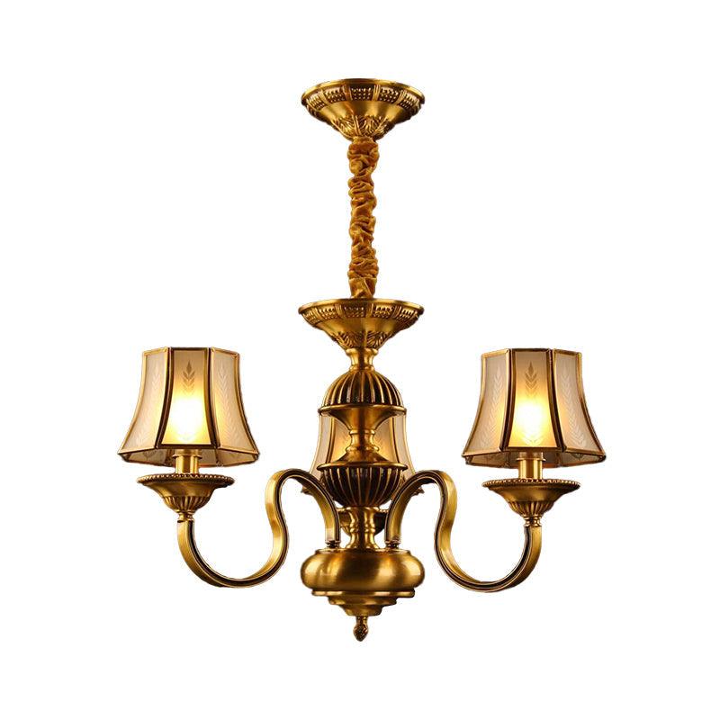 3/5/6 Lights Flared Chandelier Lighting Colonialism Gold Frosted Glass - Rebooters
