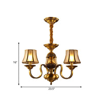 3/5/6 Lights Flared Chandelier Lighting Colonialism Gold Frosted Glass - Rebooters