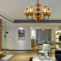 3/5/6 Lights Flared Chandelier Lighting Colonialism Gold Frosted Glass - Rebooters