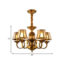3/5/6 Lights Flared Chandelier Lighting Colonialism Gold Frosted Glass - Rebooters