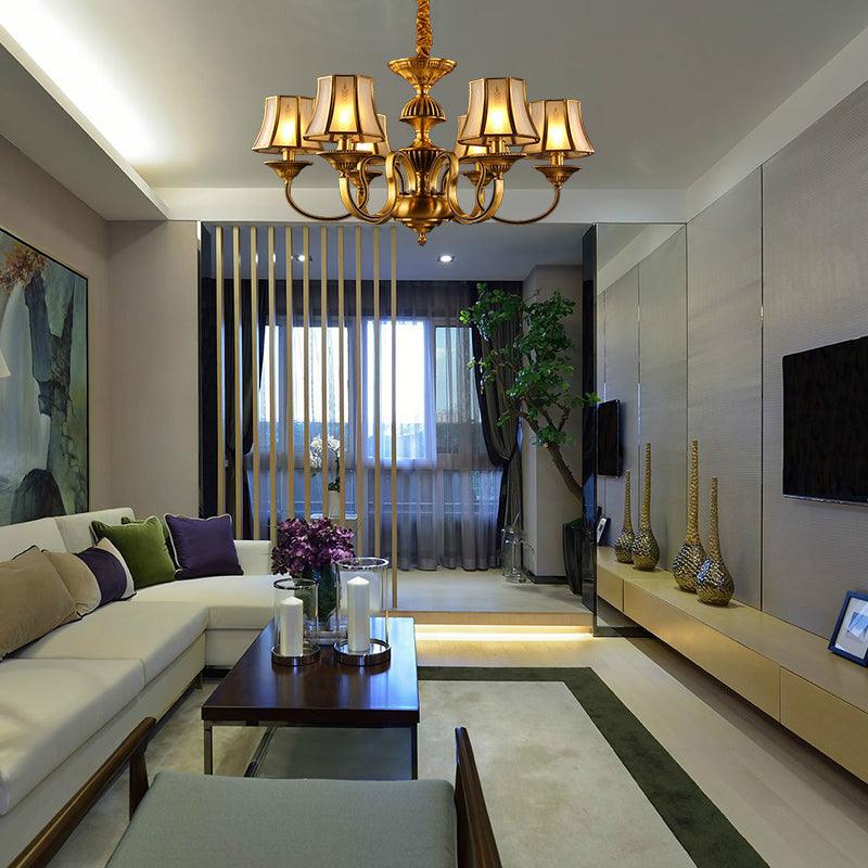 3/5/6 Lights Flared Chandelier Lighting Colonialism Gold Frosted Glass - Rebooters