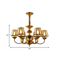 3/5/6 Lights Flared Chandelier Lighting Colonialism Gold Frosted Glass - Rebooters