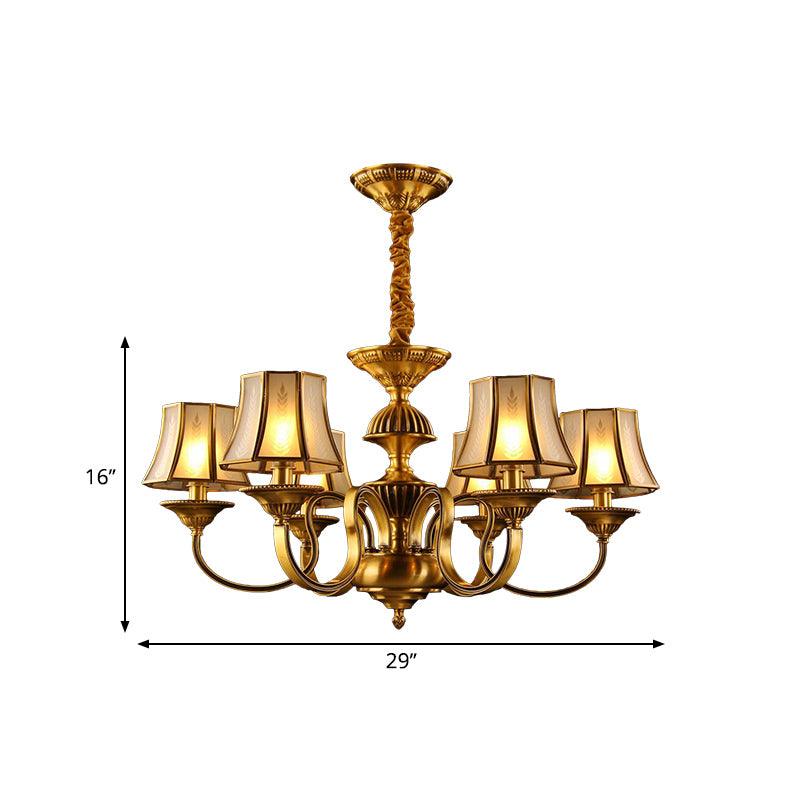 3/5/6 Lights Flared Chandelier Lighting Colonialism Gold Frosted Glass - Rebooters