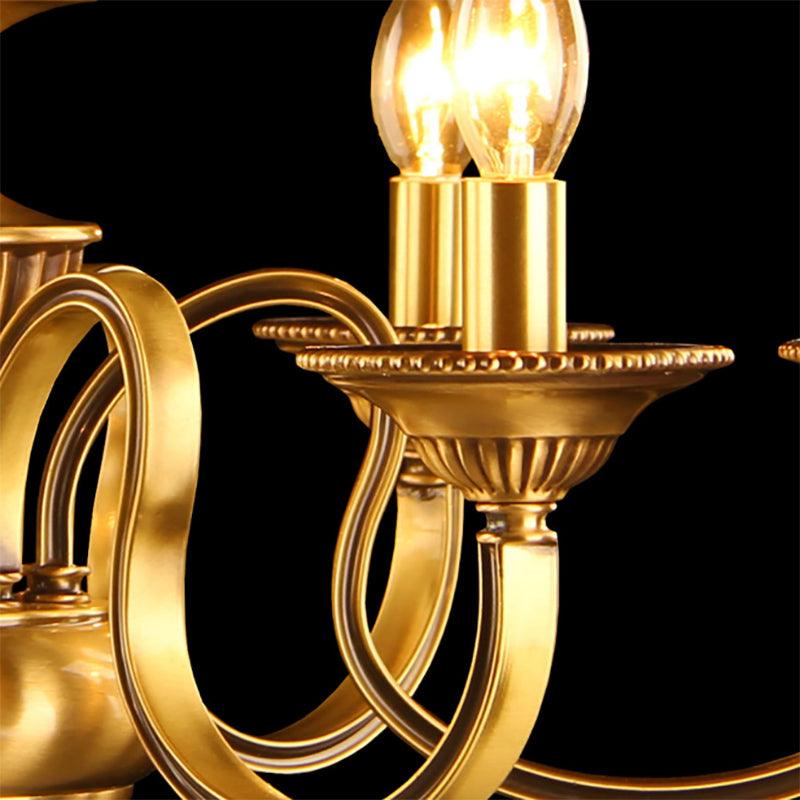 3/5/6 Lights Flared Chandelier Lighting Colonialism Gold Frosted Glass - Rebooters