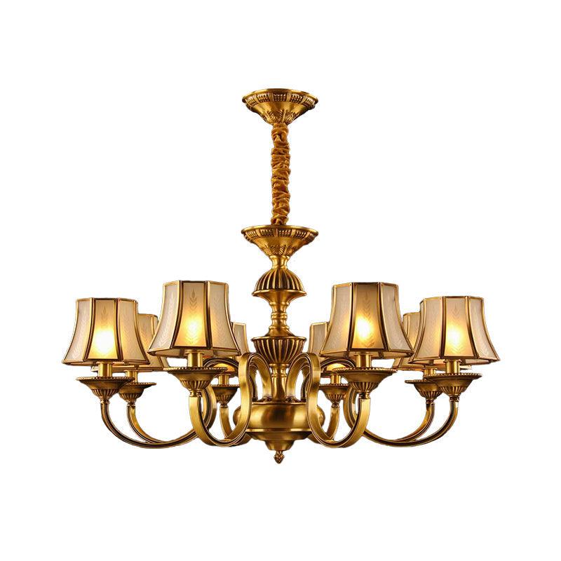 3/5/6 Lights Flared Chandelier Lighting Colonialism Gold Frosted Glass - Rebooters