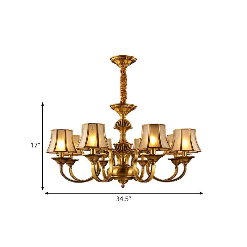 3/5/6 Lights Flared Chandelier Lighting Colonialism Gold Frosted Glass - Rebooters