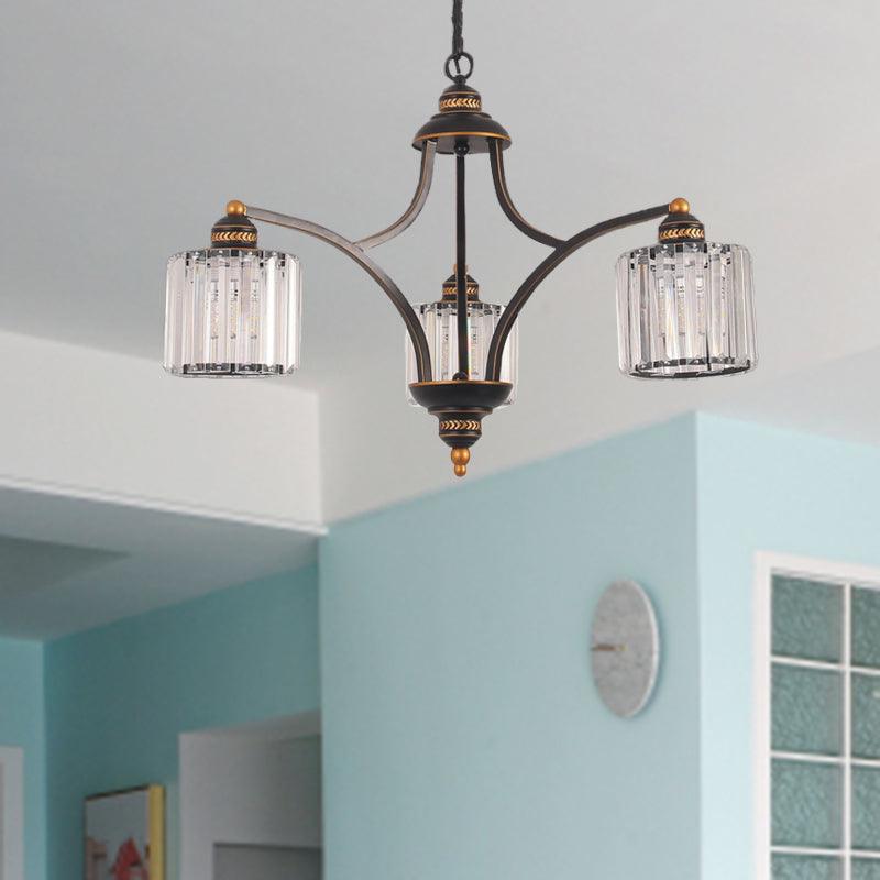 Curved Arm Living Room Chandelier Light Clear Crystal Fixture - Rebooters
