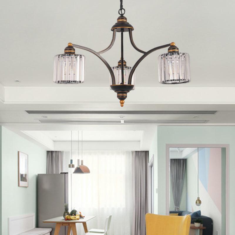 Curved Arm Living Room Chandelier Light Clear Crystal Fixture - Rebooters
