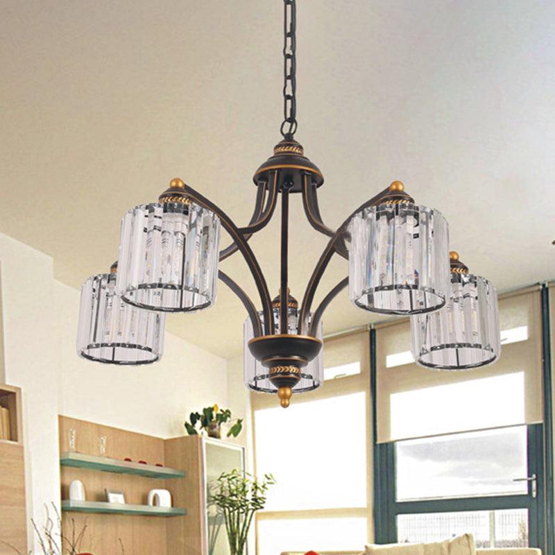 Curved Arm Living Room Chandelier Light Clear Crystal Fixture - Rebooters
