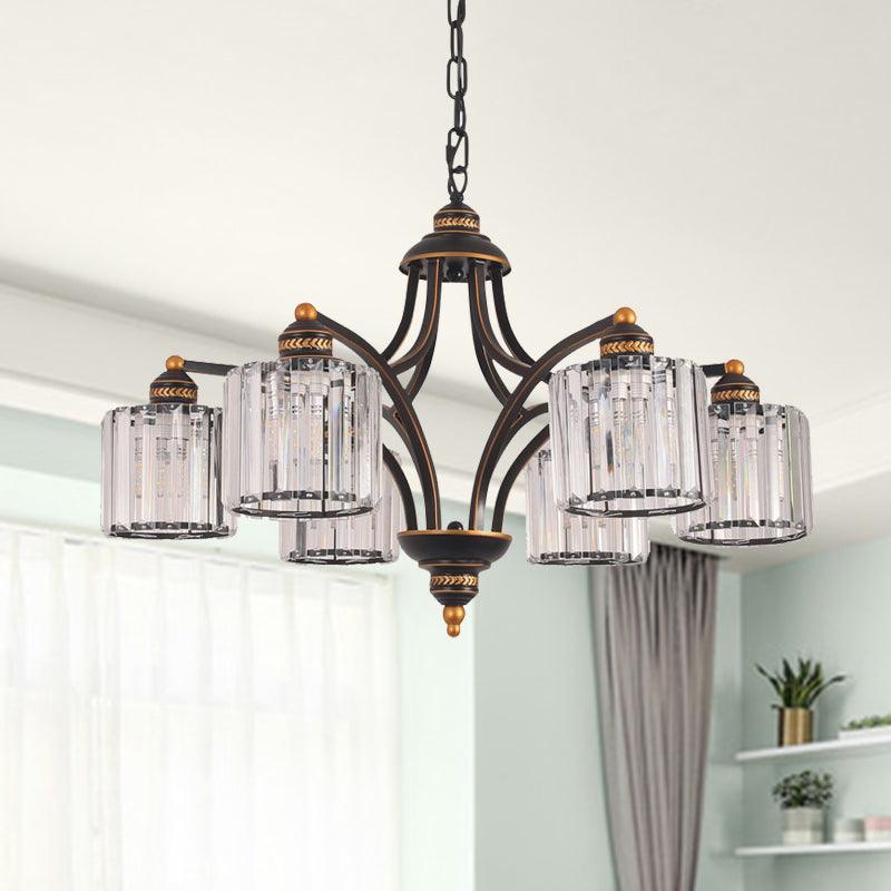 Curved Arm Living Room Chandelier Light Clear Crystal Fixture - Rebooters