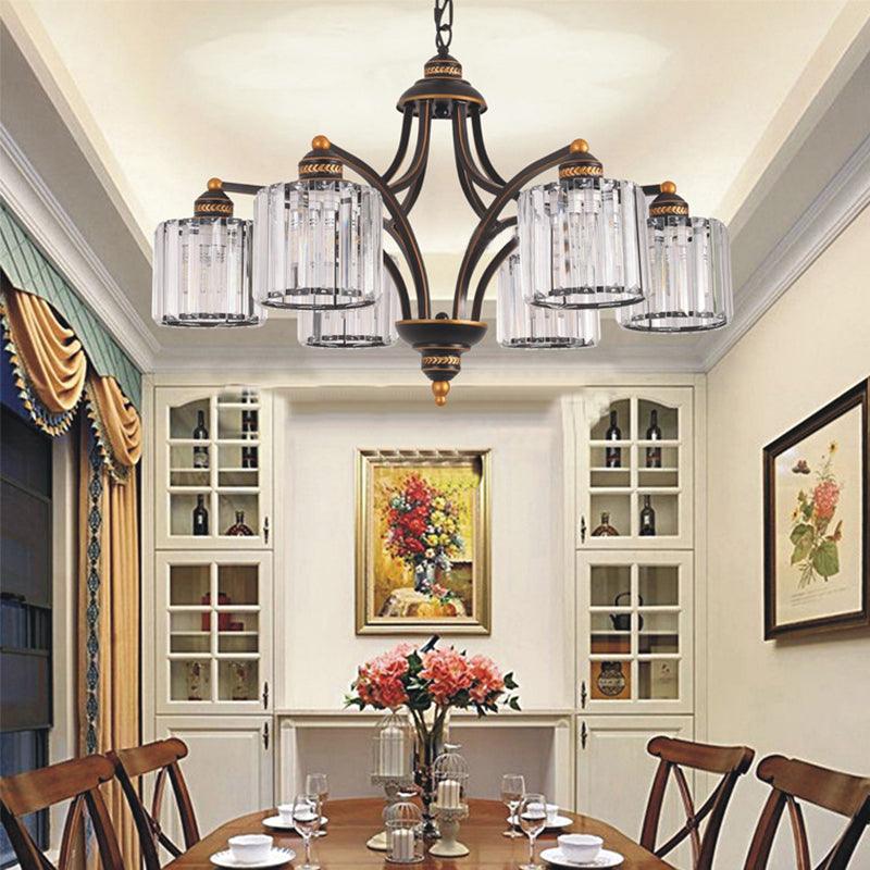 Curved Arm Living Room Chandelier Light Clear Crystal Fixture - Rebooters