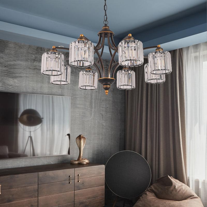 Curved Arm Living Room Chandelier Light Clear Crystal Fixture - Rebooters