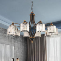 Curved Arm Living Room Chandelier Light Clear Crystal Fixture - Rebooters