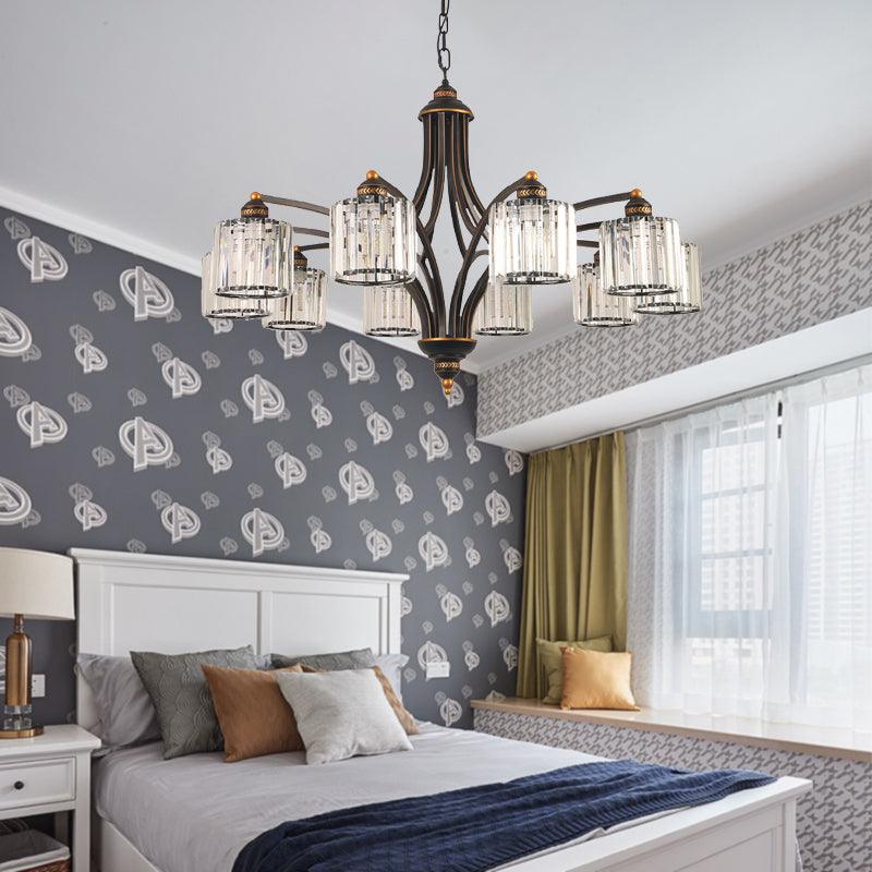 Curved Arm Living Room Chandelier Light Clear Crystal Fixture - Rebooters